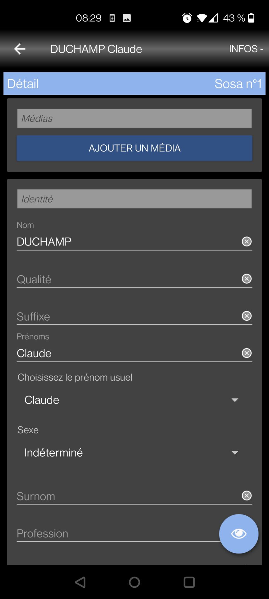 Modifier un individu sur Heredis Android Heredis Help Knowledgebase